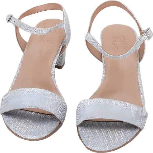 Naturalizer Bristol Silver Glitter Block Heel Dress Sandals Women's US 8W - Picture 5 of 6